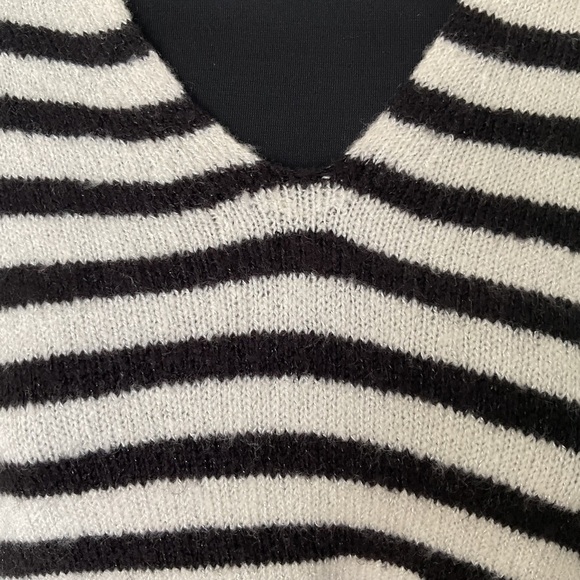 A.N.A black white knit striped sweater with lace up tie back Size Med - Picture 3 of 8